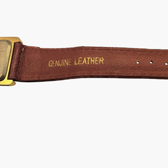 Jacques Farel Christmas Watch Gold Tone Roman Numerals Genuine Red Leather Strap - Picture 5 of 6